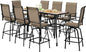 PHI VILLA Outdoor Patio Swivel Bar Set of 11, Textilene Bar Height Chair with Armrest and Wood Like Bar Table, All-Weather Furniture Set for Garden Lawn