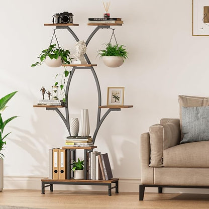Plant Stand Indoor with Grow Lights - 7 Tiered Metal Corner Shelf for Multiple Plants, 63" Corner Plant Stand for Indoor Plants, X-Shaped Plant Rack for Home, Living Room, Office & Patio Decor