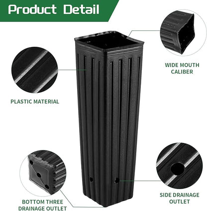 50 Pcs Plastic Deep Nursery Treepots, 9.8" Tall Nursery Tree Pots, Flower Plant Container Pots for Indoor Outdoor Use