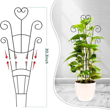 30 Inch Plant Trellis for Climbing Plants Indoor, Outdoor Metal Garden Trellis for Potted Plants, Houseplant Plant Support for Ivy Pothos Monstera Hoya Flower Vine Black Heart (Black-2pcs)