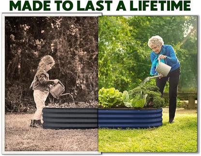 Plant & Plot Galvanized Raised Garden Beds Outdoor // 4×2×1 ft (2-Pack) Planter Raised Beds for Gardening, Vegetables, Flowers // Large Metal Garden Box // Patented Tool-Free Design (Navy)