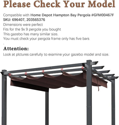 SCOCANOPY Replacement Cover Compatible with Home Depot Hampton Bay Pergola # GFM00467F,GFM00469A,(Brown)