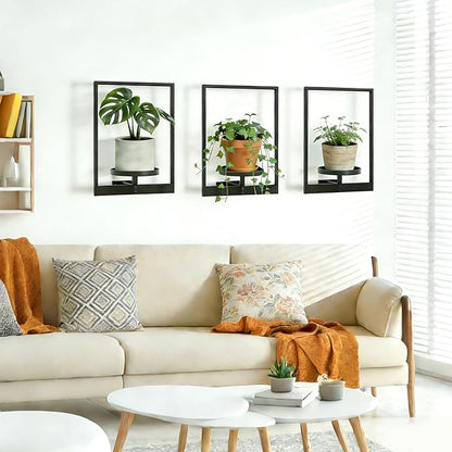Wall Hanging Plant Stands Planter Shelves, Indoor Outdoor Window Plant Hanger Decor for Living Room Entryway (Gold 3-Pack)