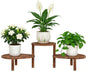 Convex Corner Plant Stand Indoor Outdoor, Wood Adjustable Plant Shelf, Long Flower Stand for Small Apartment Living Room Balcony, Carbonized Color