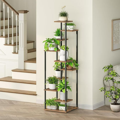10 Tier Plant Stand Indoor, Tiered Corner Plant Shelf Flower Stand for Living Room, Balcony, Patio, Garden, Rustic Brown