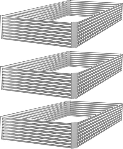 FRIZIONE 3pcs 4x2ft Galvanized Raised Garden Bed Outdoor,Above Ground Garden Bed for Vegetable,Metal Raised Beds for Flower,Steel Raised Beds for Gardening