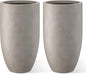 Kante 24 Inch Tall Round Concrete Planter, 2 Pack Large Indoor Outdoor Plant Pots with Drainage Hole and Rubber Plug, Modern Decorative Garden Pots for Home Patio Porch, Weathered Concrete