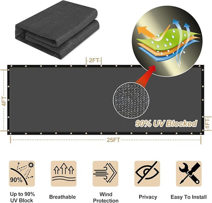 UPGRADE Privacy Fence Screen 6'x39' Dark Grey Outdoor 90% Visibility Blockage 170 GSM Mesh Shade Cover Panels for Backyard,Balcony,Home Decoration with Zip Ties,Customized Avaliable