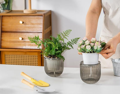 Melphoe Self Watering Pots for Indoor Plants Planter, 4.3 Inch 2 Pack Planters Self Watering Plant Pots for Flower, Houseplants, Succulent, African Violets and Cactus with Drainage