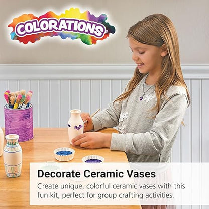 Colorations Decorative Ceramic Vases, Set of 12, Small, Unfinished, Coated Inside, Gift, DIY, Ready to Decorate, Arts & Crafts, Craft Project, Nature, Flowers, Herb Garden, Ages 5 & Up