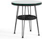 Furniture of America Ysar Boho 19-inch Round Coffee Table Outdoor with Tempered Glass Top and Metal Frame, Handcrafted Coastal Furniture for Patio, Poolside, Garden, Yard, Black