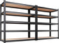 Set of 2 Garage Shelving Heavy Duty Storage Shelves, Metal Adjustable Shelving Unit, Utility Garage Organizer Shelf for Basement, Pantry, Kitchen, Warehouse, 17.7" Dx45.6 Wx71.2 H, Black