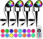 Halloween Christmas Spotlight Outdoor: 12W RGBW LED Spot Lights Outdoor with 16 Color Changing for Yard Garden Decor | 4 Pack of IP65 Waterproof 120V Plug in Landscape Lighting with Remote