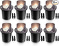 SUNVIE 12W Low Voltage Landscape Lighting Waterproof Outdoor In-Ground Lights Shielded LED Well Lights 12V-24V Warm White Landscape Lighting for Pathway Garden Fence Deck, 8 Pack with Wire Connectors