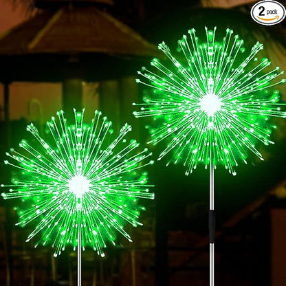 JJGoo Solar Firework Lights, 2 Pack 120 LEDs 2 Lighting Modes Solar Garden Lights Outdoor Waterproof for Yard Patio Walkway Pathway Party Wedding Christmas Decorative - Green