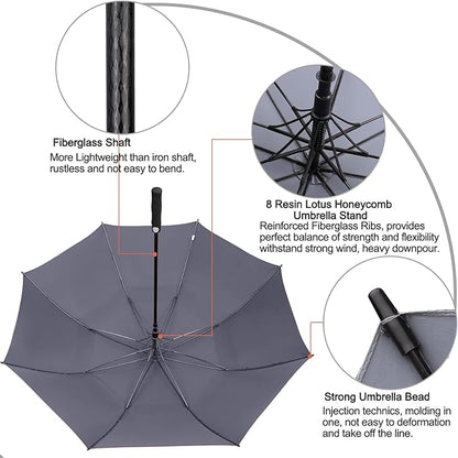 G4Free 47/54/62/68/72 Inch Automatic Open Golf Umbrella Oversize Extra Large Double Canopy Vented Windproof Waterproof Stick Umbrellas
