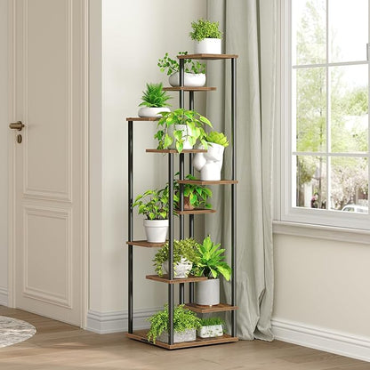 10 Tier Plant Stand Indoor, Tiered Corner Plant Shelf Flower Stand for Living Room, Balcony, Patio, Garden, Rustic Brown
