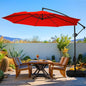 wikiwiki 10ft Patio Umbrella with Base Included, Outdoor Offset Cantilever Umbrella, Infinite Tilt, Crank and Cross Base, Light Red