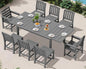 SERWALL 9-Piece Outdoor Dining Set, 60" - 83" Expandable Outdoor Dining Table and 8 HDPE Chairs, All Weather HDPE Outdoor Furniture Set for Backyard, Garden, Grey