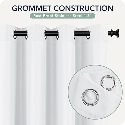 Patio Curtains Outdoor Waterproof 6 Panels - Windproof, Privacy, Weatherproof Outside Drapes for Gazebo Pergola Porch, Grommet Top and Tab Bottom, 54x95 Inch, White