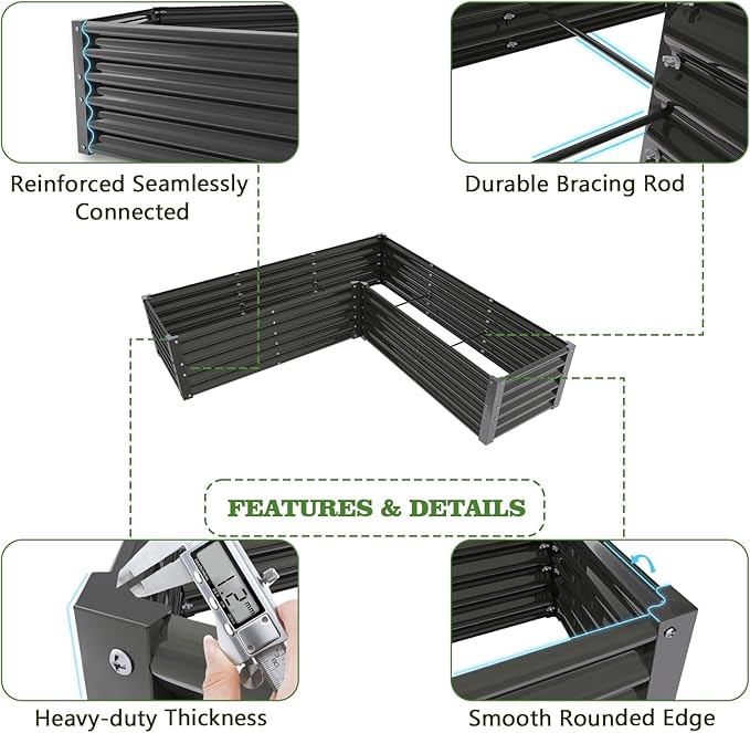 A ANLEOLIFE 8-Pack 70x60x18 in & 74x74x18 in Deep Root Galvanized Raised Garden Beds Outdoor for Planting Vegetables Flowers Herb, Quartz Grey