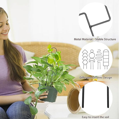 4 Pcs Mini Metal Trellis for Potted Plants, Climbing Support for Hoya Vines (Black)