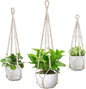 USLAI Macrame Plant Hanger Indoor Outdoor, Fits 4 to 15 Inch Pots, Strong Hanging Planter Holder, Boho Home Decor, 23+29+35 Inch, Ivory (POTS NOT Included)