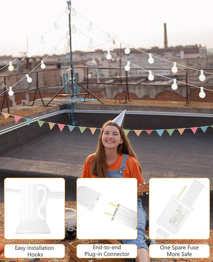 Indoor String Lights, 50 FT Frosted White G40 LED Bulbs