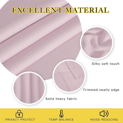 NICETOWN Room Darkening Baby Pink Curtains W100 x L84 for Sliding Door, Grommet Thermal Insulated Light Blocking Window Treatments for Bedroom/Living Room, 1 Panel