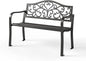 Sophia & William Outdoor Bench, Metal Garden Bench, Cast Iron Park Benches for Outside with Floral Design Backrest, Black