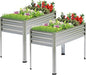 2PCS Galvanized Raised Garden Bed with Legs, 48 gallons, 48"x24"x32" Large Metal Elevated Planter Boxes with Drainage Holes,for Vegetables, Flowers, Backyard, Patio, Balcony