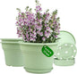 13 Inch Plastic-Flower-Pot-for-Indoor-Plants, 4 Pack Large Outdoor Planter Pot with Drainage Holes & Saucers, Resin Decorative Garden Pots Planters