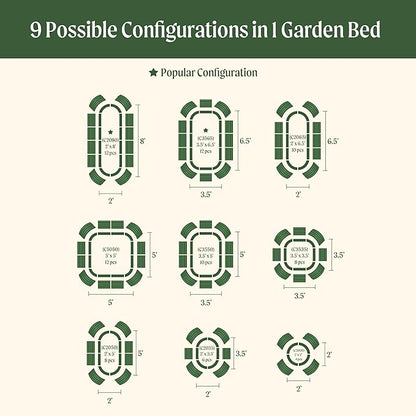 Vego garden 26" Extra Tall Raised Garden Bed Kits, 9 in 1 Modular Raised Planter Box for Vegetables Flowers Fruits Oval Metal Raised Garden-Modern Gray