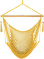 JoyView Hammock Chair with Spreader Bar Caribbean Hammock Swing Chair 300 LBS Weight Capacity XL Rope Hanging Chair for Outdoor Indoor Garden Yard - Yellow