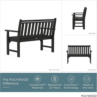 POLYWOOD GNB48BL Vineyard 48" Bench, Black