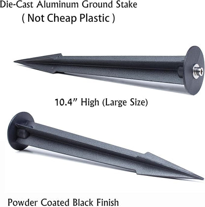 Aluminum Metal Ground Stake Spike Replacement for 3W-120W Outdoor Garden Spotlight Pathway Flood Wall Washer Solar Light,Low Voltage Landscape Light,10.4 inches Large Size