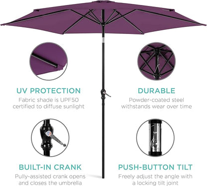 Best Choice Products 10ft Outdoor Table Compatible Steel Polyester Market Patio Umbrella w/Crank and Easy Push Button Tilt