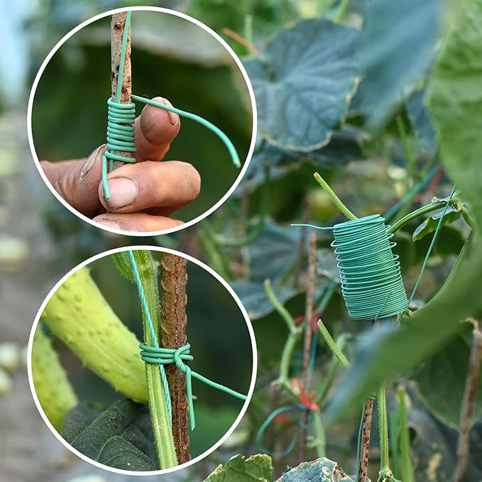118 Feet Soft Plant Tie Green Twist Garden Ties with 20PCS Plant Clips for Plants Gardening Home Office Organization TPR Garden Ties Supplies with 2mm Diameter