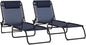 Outsunny Folding Chaise Lounge Chair Set of 2, Patio Sun Tanning Chair, Outdoor Chaise Lounger with 4-Position Reclining Back, Breathable Mesh Seat for Beach, Poolside, Dark Blue