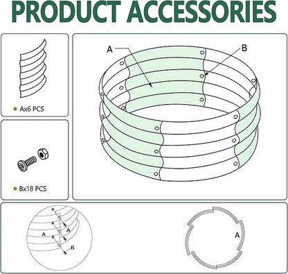 3PCS 4x4x1FT Galvanized Raised Garden Bed Kit,Vegetable Boxes-Round Metal Flower Box,Large Planter Raised Beds Outdoor Garden for Planting,Fruit,Herb-Silver