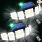 Solar Lights Outdoor Waterproof Motion Sensor - 416 LEDs 3000 Lumens Super Bright 3 Brightness 3 Modes 2400mAh 360° Illumination 32ft Solar Flood Security Light for Outside (With ‎Remote Control, 2)