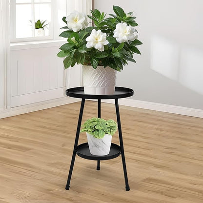 Metal Plant Stand, Plant Stand Indoor Outdoor, Metal Rustproof Flowers, Urban and Rustic Outdoor Plants Stands, Flower Pot Stand Suitable for Living Room, Balcony, Garden (Double Deck,Black)