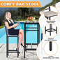 Metal Outdoor Bar Set with 50-Inch Rectangular Table and Cushioned Stools