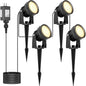Warm White Spot Lights, Outdoor 3000K LED Spotlights, Outside Landscape Lighting IP65 Waterproof Garden Uplights for Lawn Front Porch Driveway Decorative, 4 Lights