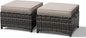 Joyside Outdoor Ottoman Set of 2, Patio Large Ottoman Foot Rest with Thickened Cushions, Outdoor Wicker Foot Stool for Porch, Deck Use
