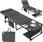 Devoko Beach Lounge Chair, Outdoor Sun Tanning Chair with Face Hole, Heavy Duty Folding Portable Lay Chaise Lounge Chairs for Outside Beach Pool Camping Patio, Beige
