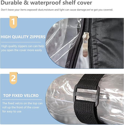 Waterproof Shelf Cover,Outdoor 600D Heavy Duty Dustproof Storage Shelves Cover,60''x24''x72'' Shelf Covers for Wire Shelving with Zippers,Storage Rack Covers with Clear Front