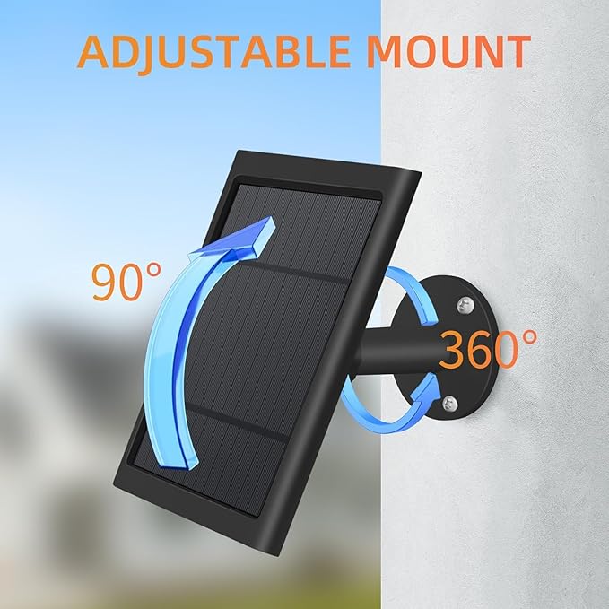 3 Pack 4W Solar Charger for Spotlight & Stick Up Outdoor Cam, Black, High Efficiency, 10FT/3M Long Cable with USB-C to Barrel Plug
