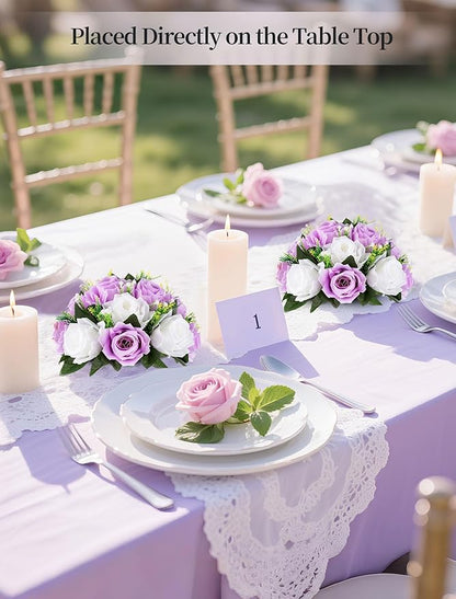 Artificial Flower Balls, Lilac and White Silk Rose Centerpieces