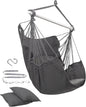 MIZTLI Hammock Chair Hanging Chair Swing Chair Hanging Chair for Bedroom Indoor Outdoor- Max 500 Lbs－Steel Spreader Bar with Anti-Slip Rings, 2 Cushions